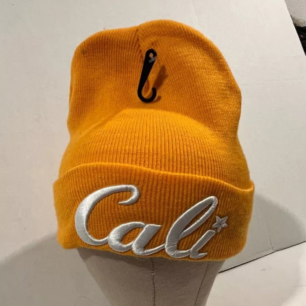 "CALI" Orange Yellow Adult Beanie Stretch Fit, Clean Like New